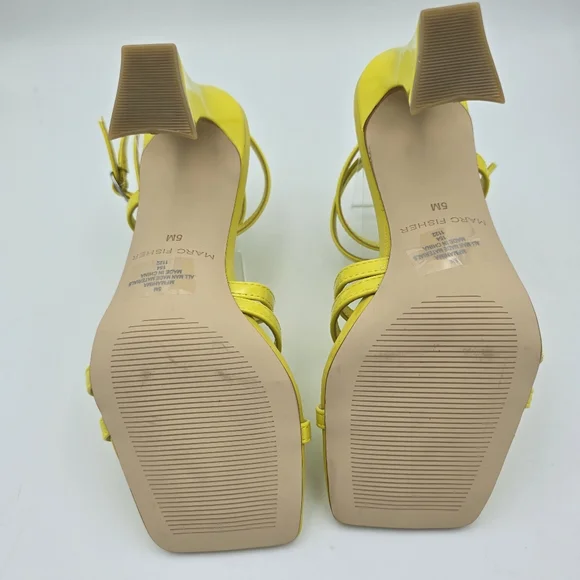 Marc Fisher Mahima Strappy Heeled Sandals, Greenish/Yellow, Women's 5M - Picture 10 of 15
